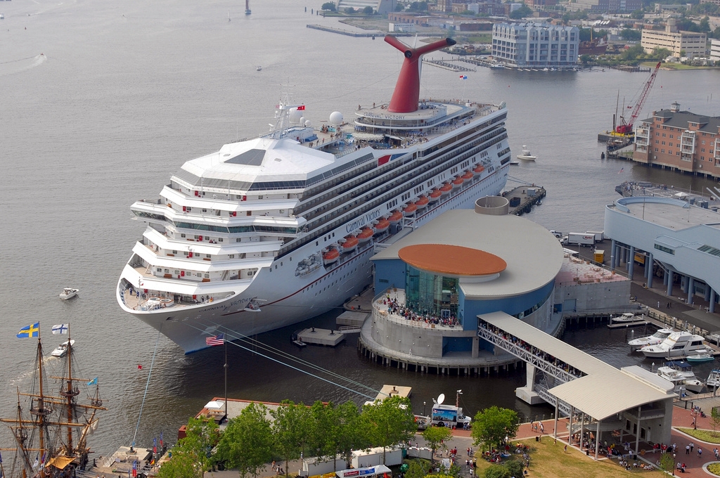 Carnival cruise ship docked at Half Moone Cruise Terminal, Norfolk Virginia