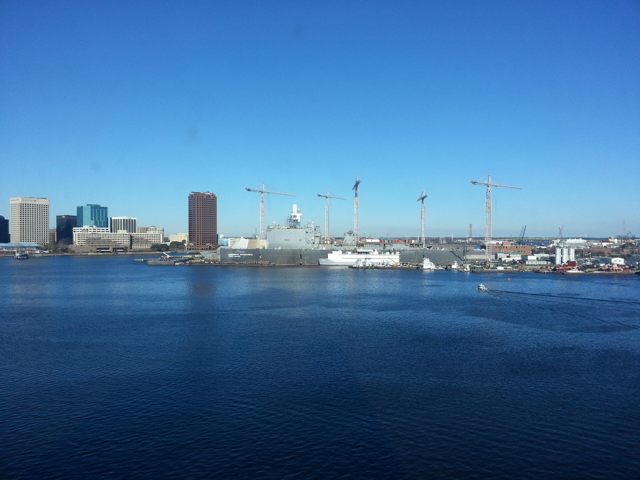 View of the Norfolk waterfront restaurants and dining district