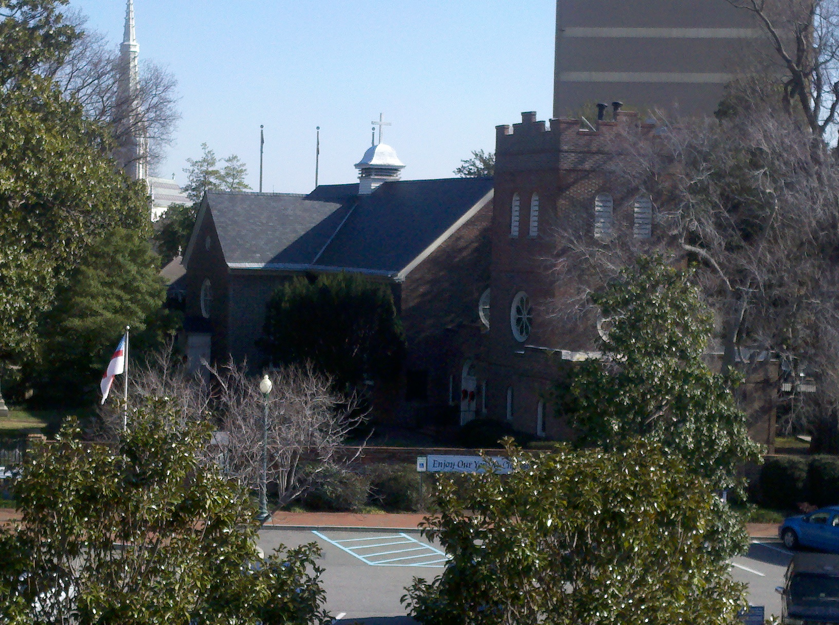 Historic St. Paul’s Church in Norfolk Virginia, site of embedded Revolutionary War cannonball