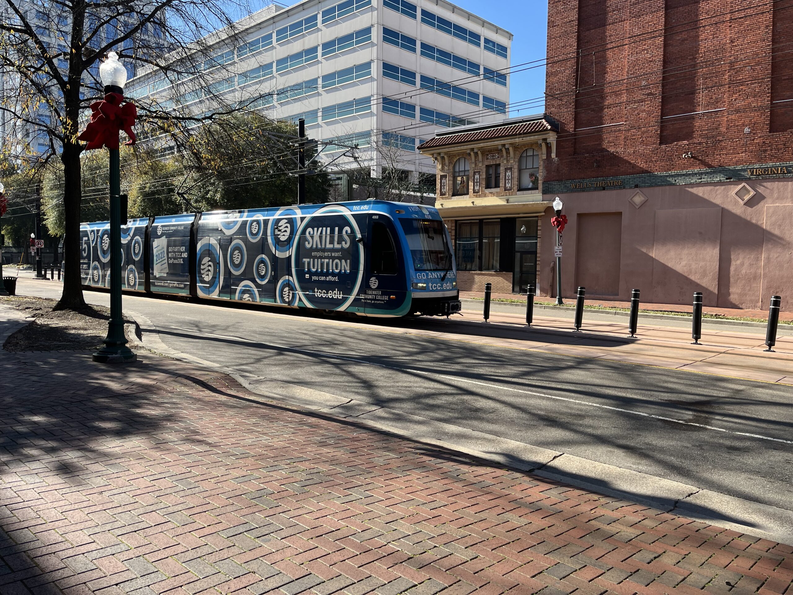 The Tide Siemens S70 light rail train in Norfolk Virginia